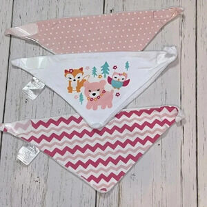 Le Bebe 3 pack bandana bibs, woodland animals, chevron, polka dot pattern